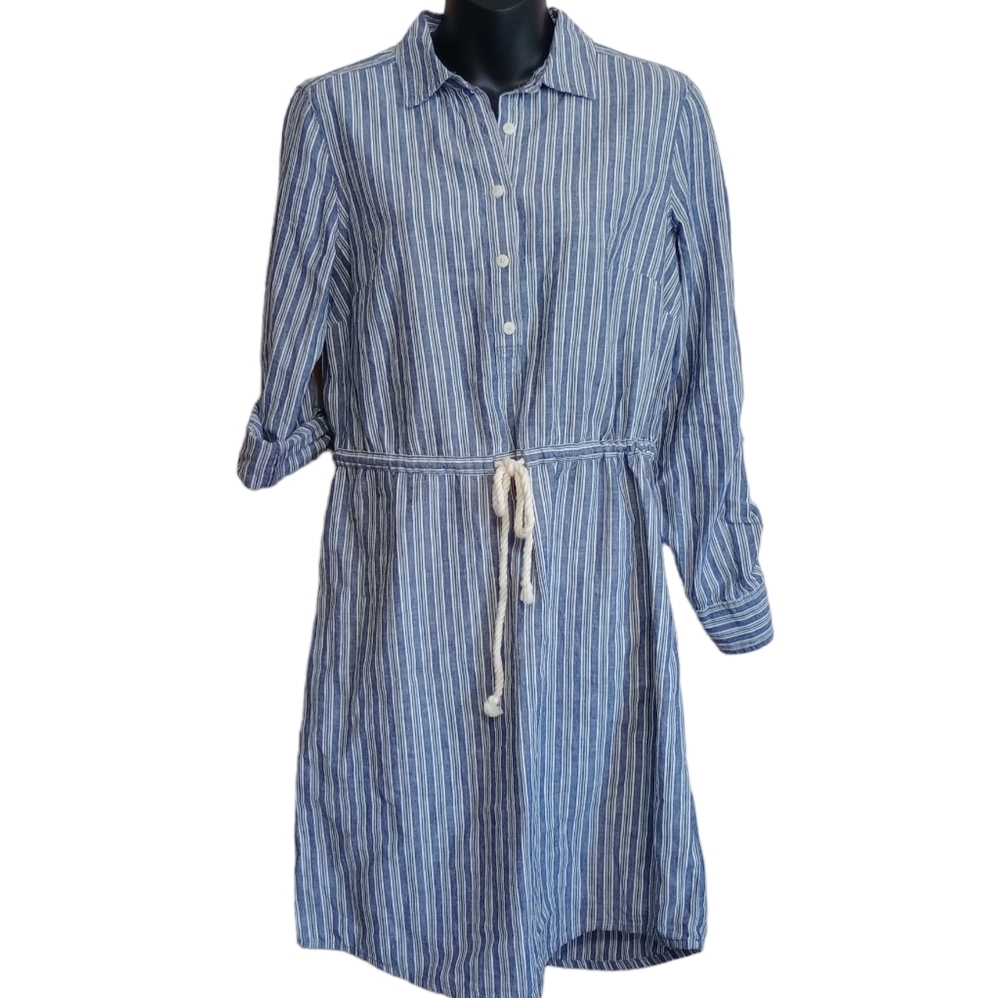 Tommy Hilfiger Women's Striped Cotton/Linen Shirt Dress